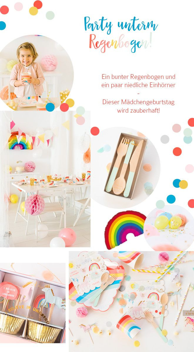 Einhorn Geburtstagsparty
 Kindergeburtstag Einhorn Party unterm Regenbogen