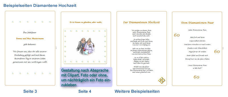 Einladung Diamantene Hochzeit
 Diamanthochzeit Festzeitung Diamantene Hochzeit Geschenk