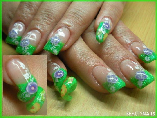 Fimo Nageldesign
 neon grün mit fimo Nageldesign