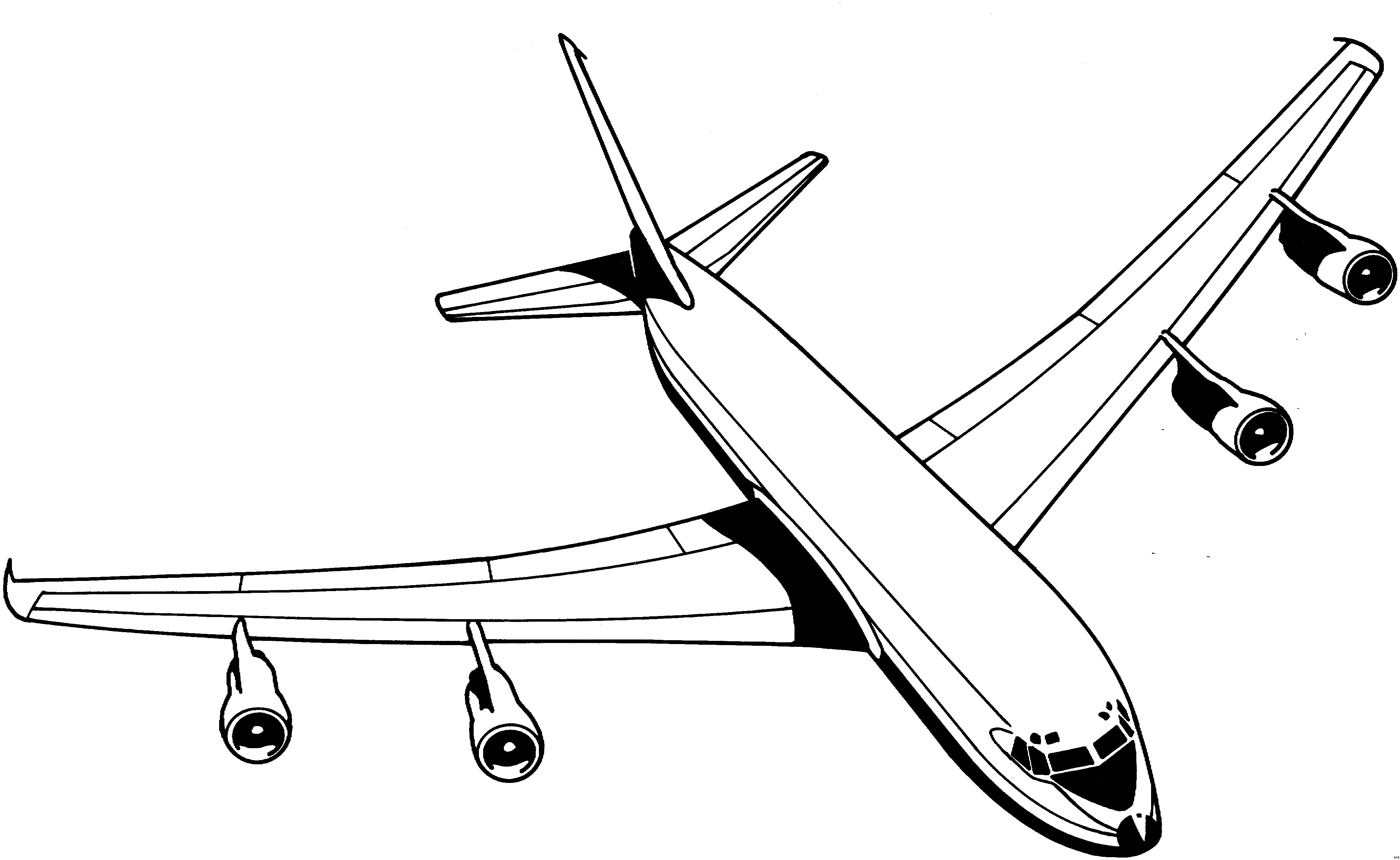Flugzeug Ausmalbilder
 Flugzeug Vier Duesen Von Oben Ausmalbild & Malvorlage Die