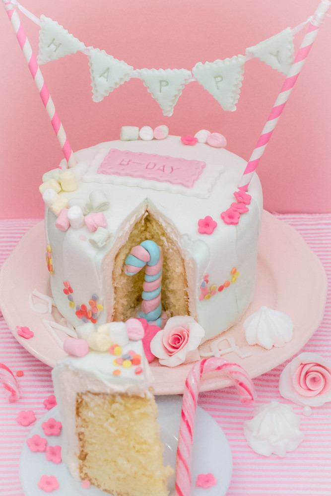 Fondant Geburtstagstorte
 Bunte Geburtstagstorte mit Fondant und Zitronenfüllung