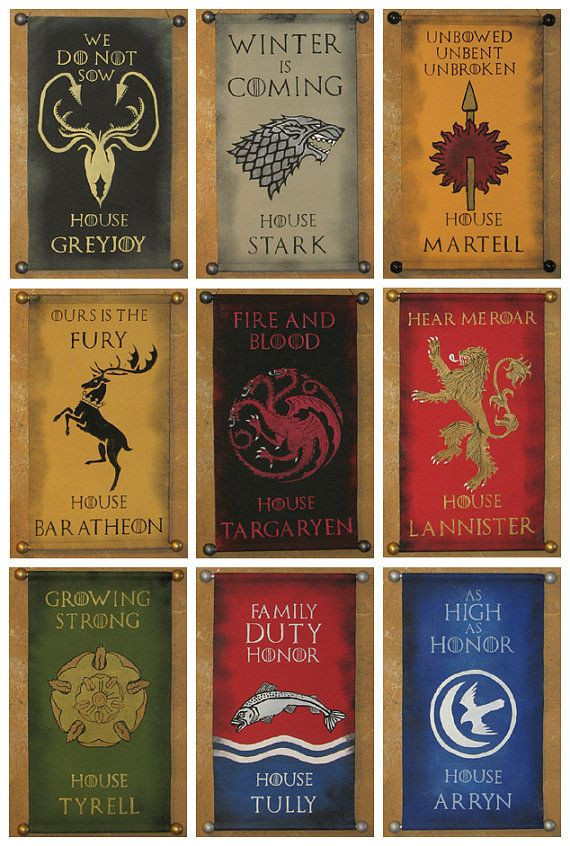 Game Of Thrones Geschenkideen
 House Name AND Motto Game of Thrones Nine Banner by