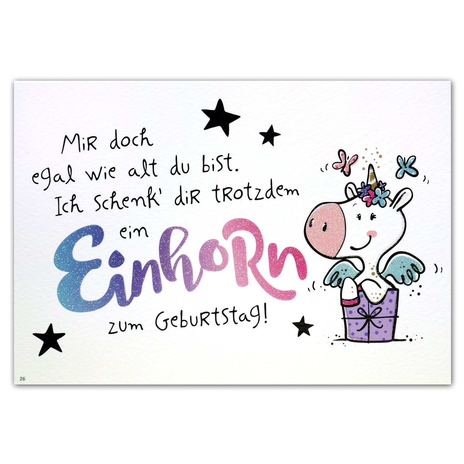 Geburtstagsbilder Einhorn
 Postkarte Einhorn zum Geburtstag