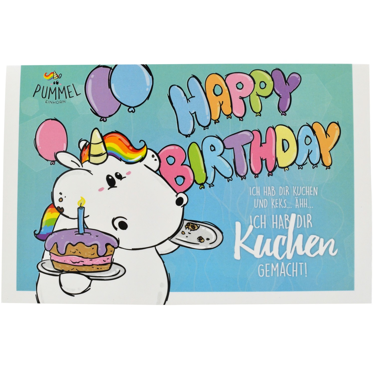 Geburtstagsbilder Einhorn
 Pummeleinhorn Grußkarte mit Umschlag Nr 1 Happy