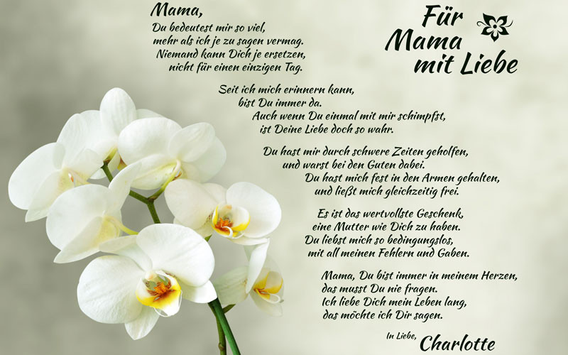 Geburtstagsgedichte Für Mama Von Kindern
 Mutterliebe personalisiertes Bild tolle Geschenkidee