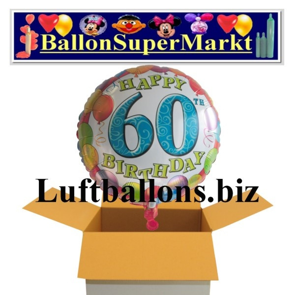 Geburtstagsgeschenk 60 Geburtstag
 Geburtstagsgeschenk Luftballon mit Helium im Karton