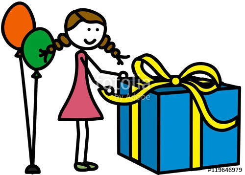 Geburtstagsgeschenk Clipart
 "Kind mit Geschenk" Stockfotos und lizenzfreie Vektoren