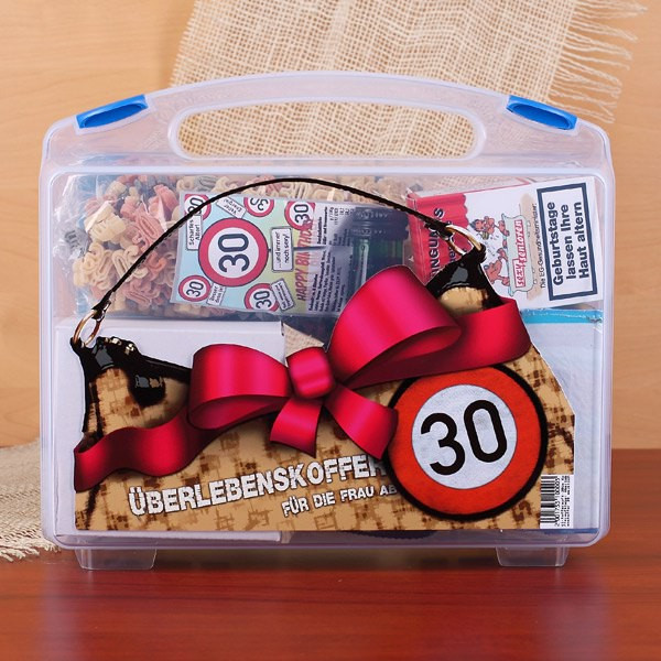 Geburtstagsgeschenk Für Frau
 Koffer zum 30 Geburtstag für Frauen gefüllt mit 8 lustige