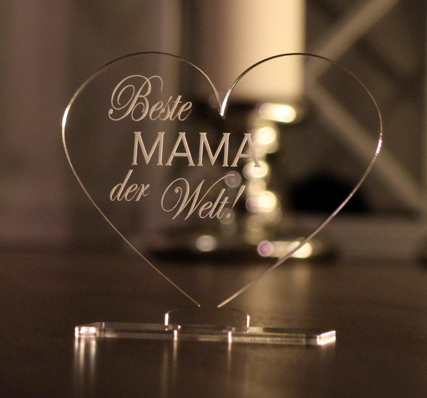 Geburtstagsgeschenk Für Mama
 Acryl Herz mit Gravur Beste Mama der Welt