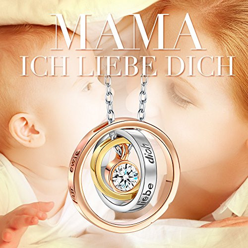 Geburtstagsgeschenk Für Mutter
 Pauline & Morgen Damen Kette mit gravur „Mama ich liebe