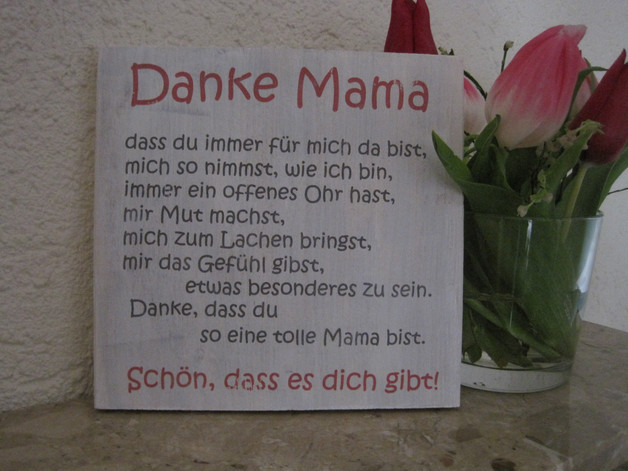 Geburtstagsgeschenk Mama
 Geschenke für Frauen Holzschild "Danke Mama