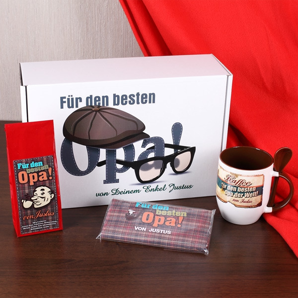 Geburtstagsgeschenk Opa
 Geschenkbox für den Besten Opa mit Namen des Schenkenden