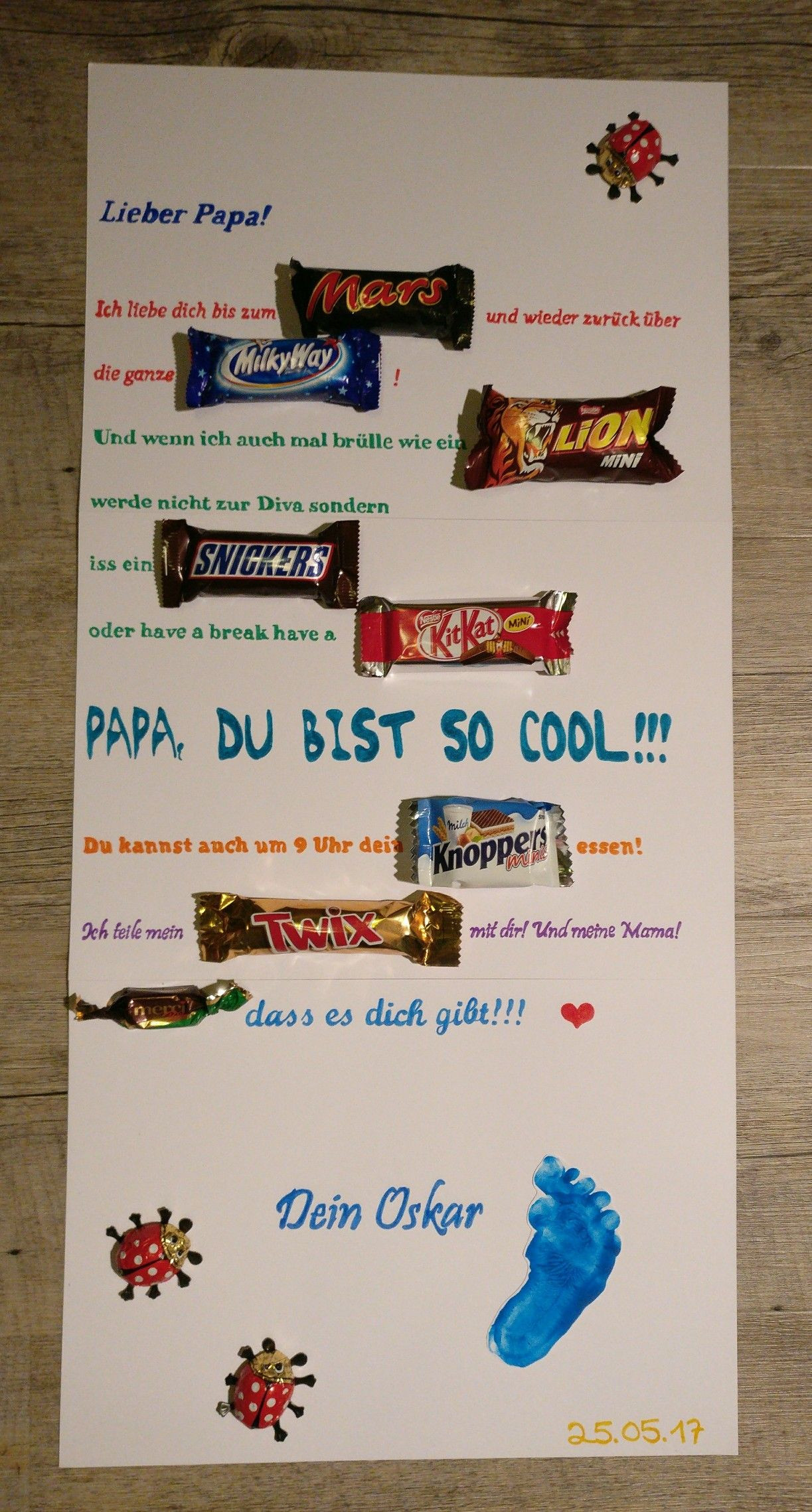 Geburtstagsgeschenk Papa
 Vatertag Mars Milky Way Lion Snickers Kit Kat Knoppers