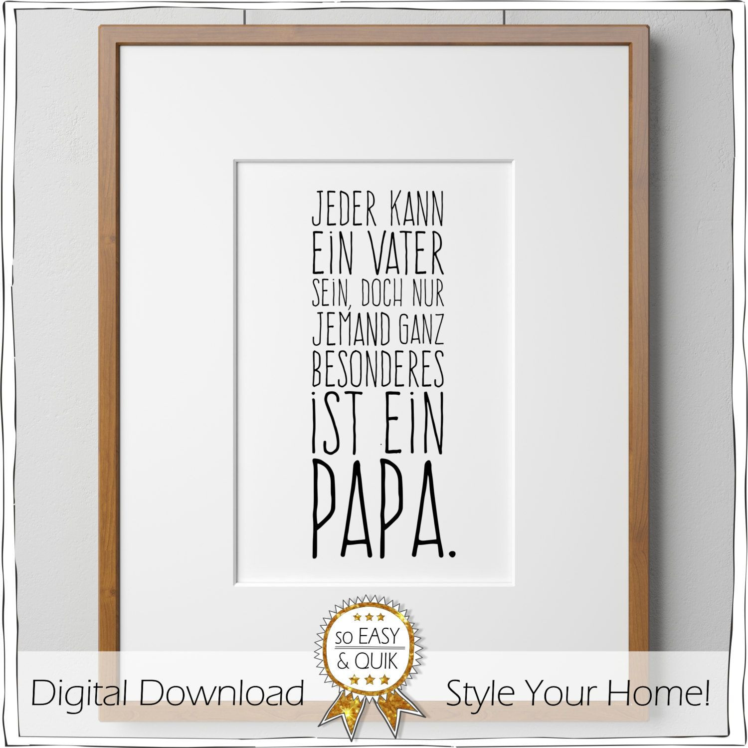 Geburtstagsgeschenk Papa
 Papa Vater Spruch Printable mit Geschenkanhänger von