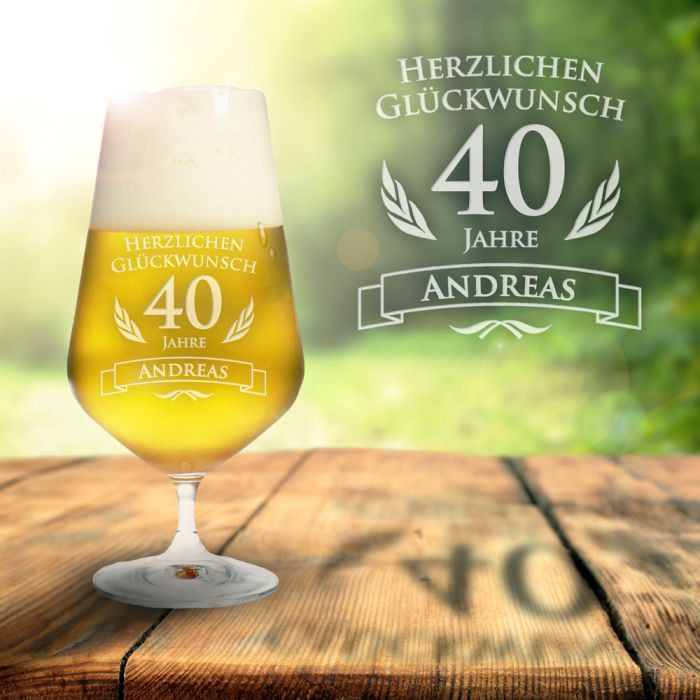 Geburtstagsgeschenke Zum 40
 Bierglas zum 40 Geburtstag personalisiert Pilsglas mit