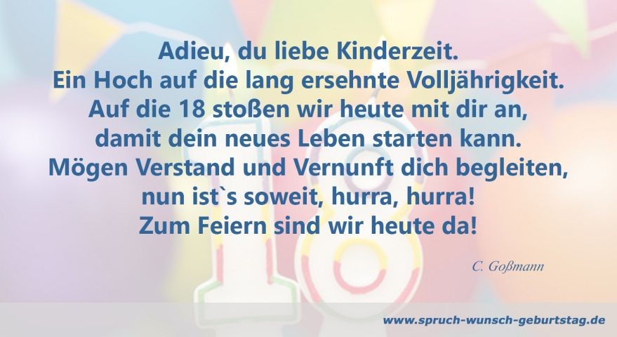 Geburtstagsglückwünsche 18
 Zum 18 Geburtstag Sprüche und Glückwünsche