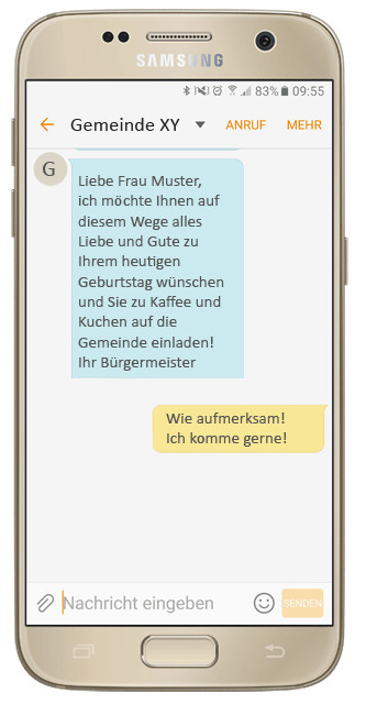 Geburtstagsglückwünsche Sms
 SMS WhatsApp und Sprach Nachrichten für Gemeinden und