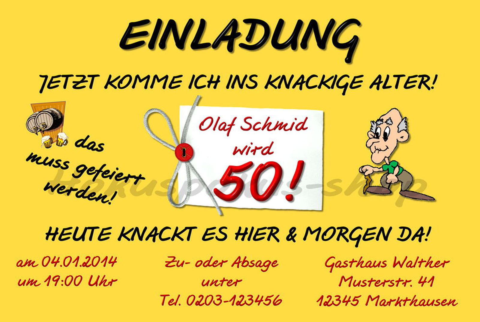 Geburtstagskarten Einladung
 Einladung Geburtstag 50