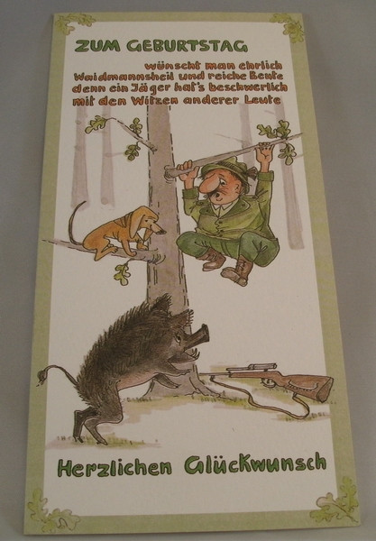 Geburtstagskarten Für Jäger Zum Ausdrucken
 Geburtstagskarte Jäger auf Baum