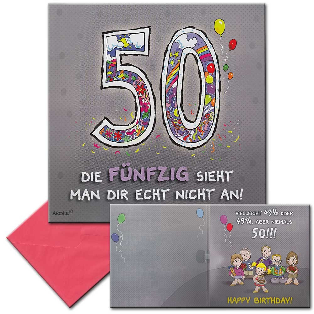 Geburtstagskarten Zum 50
 Archies Musikkarte Geburtstagskarte 50 Geburtstag