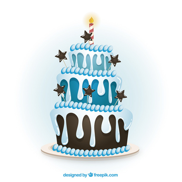 Geburtstagskuchen Comic
 Blau Geburtstagskuchen im Cartoon Stil