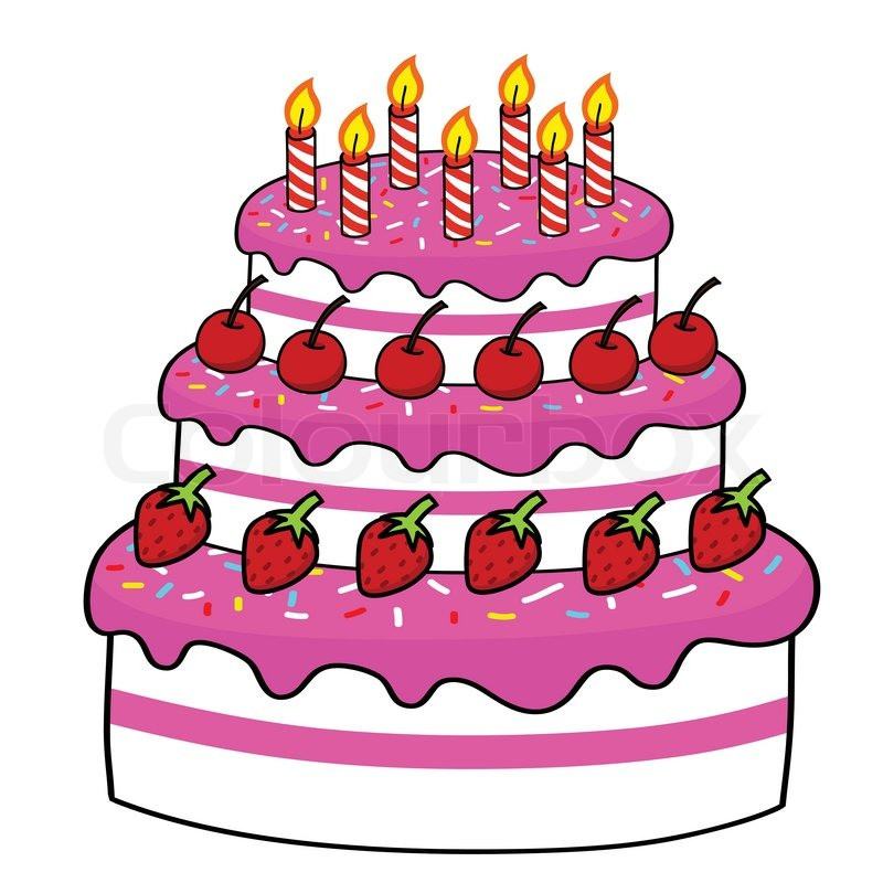 Geburtstagskuchen Comic
 Cartoon Kuchen Handzeichnung Vektorgrafik