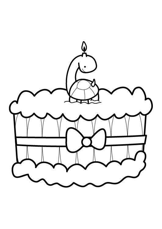 Geburtstagskuchen Malen
 Kostenlose Malvorlage Geburtstag Kuchen zum sechsten