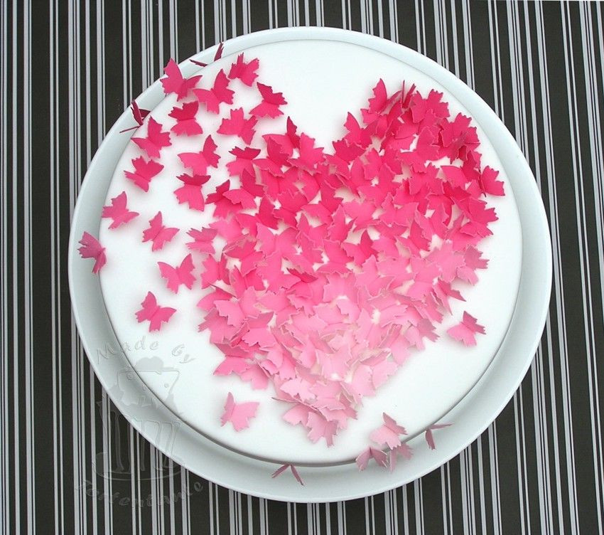 Geburtstagskuchen Mit Fondant
 Valentins Torte mit Schmetterlingen fondant cake