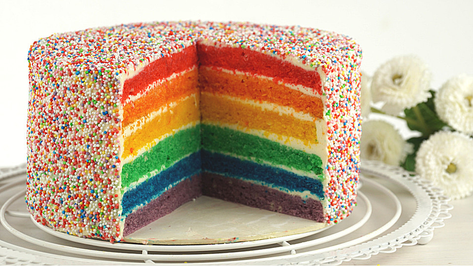 Geburtstagskuchen Rezepte Mit Bild
 Regenbogentorte – Rainbow cake von Evas Backparty