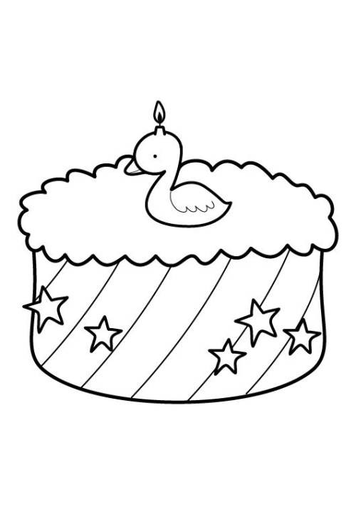 Geburtstagskuchen Zeichnen
 Kostenlose Malvorlage Geburtstag Kuchen zum zweiten