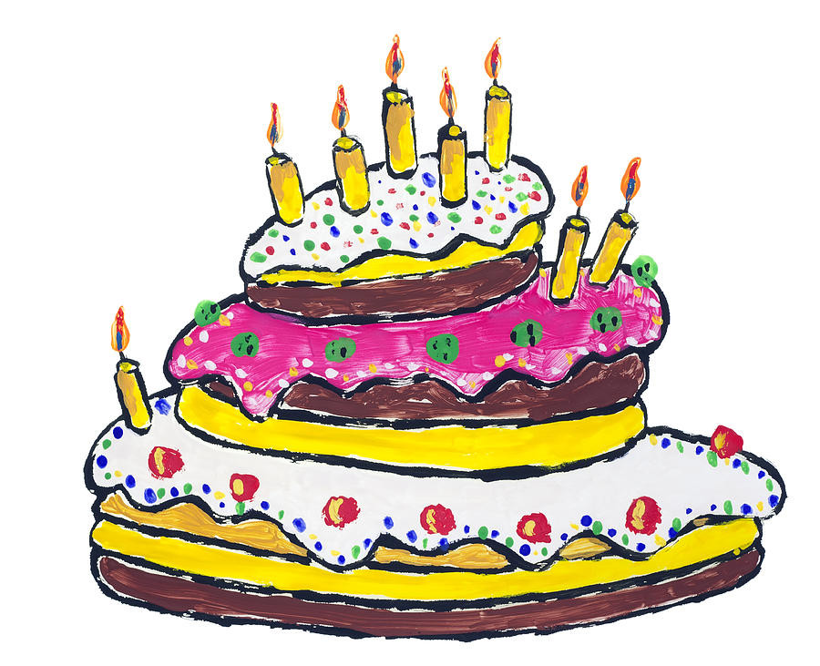 Geburtstagskuchen Zeichnung
 Big Birthday Cake Drawing by Aleksandr Volkov