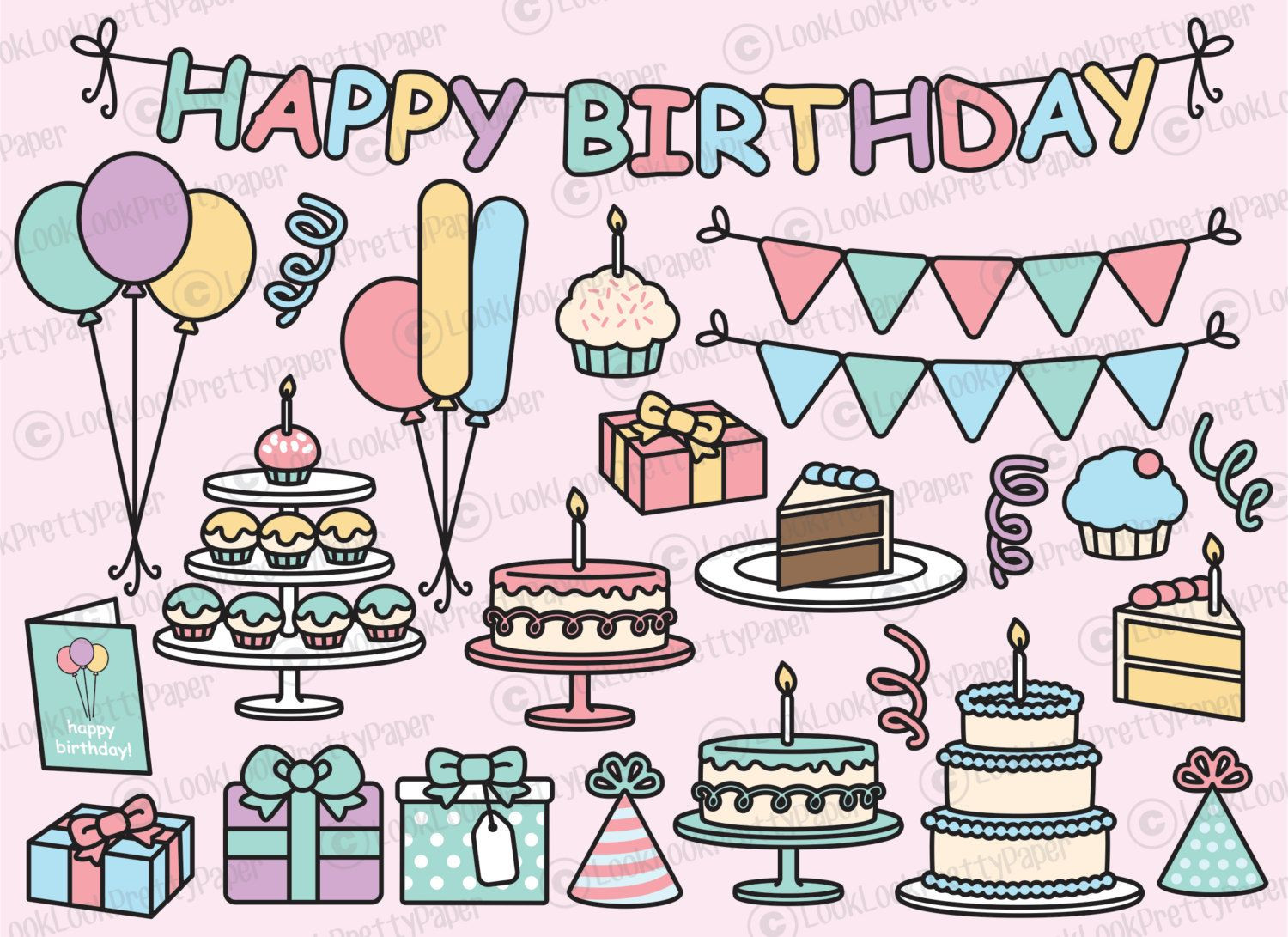 Geburtstagsparty Clipart
 Premium Vector Clipart Kawaii Birthday Cute Birthday