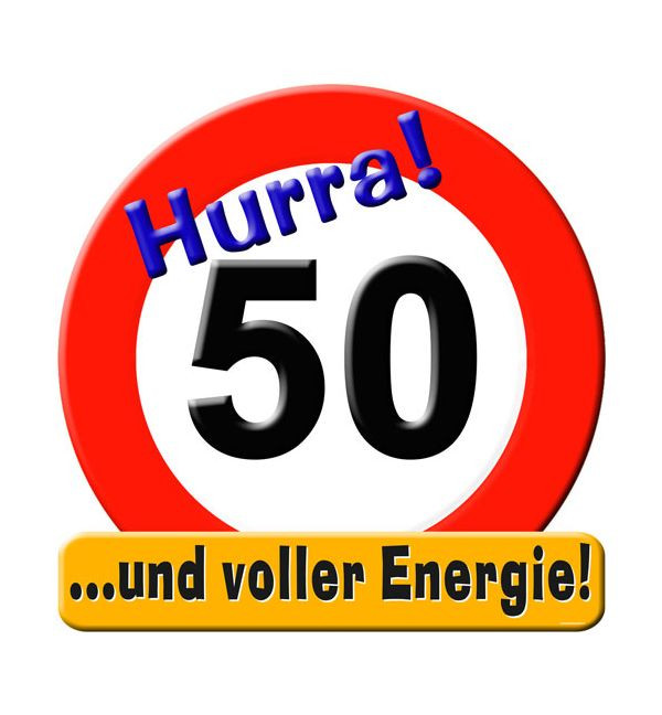 Geburtstagsschilder
 Lustiges Schild "Hurra 50" Ballon und Partyshop