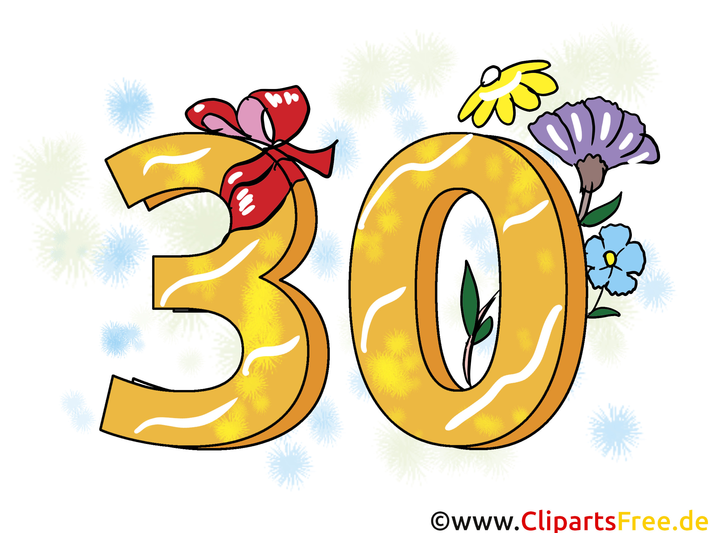 Geburtstagssprüche 30 Geburtstag
 Geburtstagssprüche 30 Jahre Clipart Grusskarte