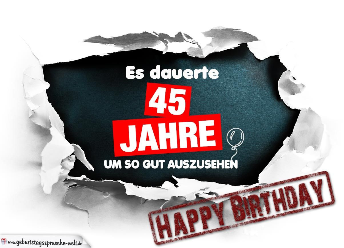 Geburtstagssprüche 45
 45 Geburtstag Lustige Geburtstagskarte kostenlos