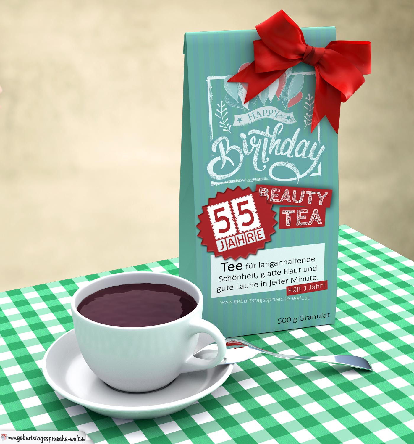 Geburtstagssprüche 55
 Geburtstagskarte zum 55 Geburtstag kostenlos mit Tee
