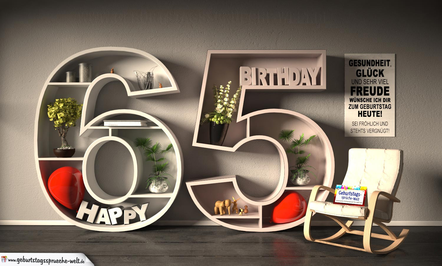 Geburtstagssprüche 55
 Kostenlose Geburtstagskarte Happy Birthday mit Spruch zum