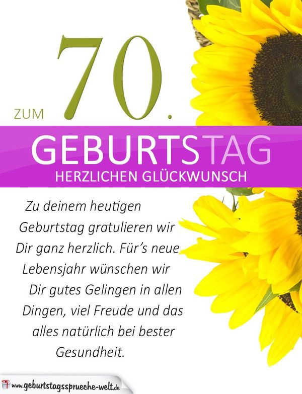Geburtstagssprüche 70 Geburtstag
 Glückwünsche zum 70 Geburtstag • Geburtstagssprüche 70