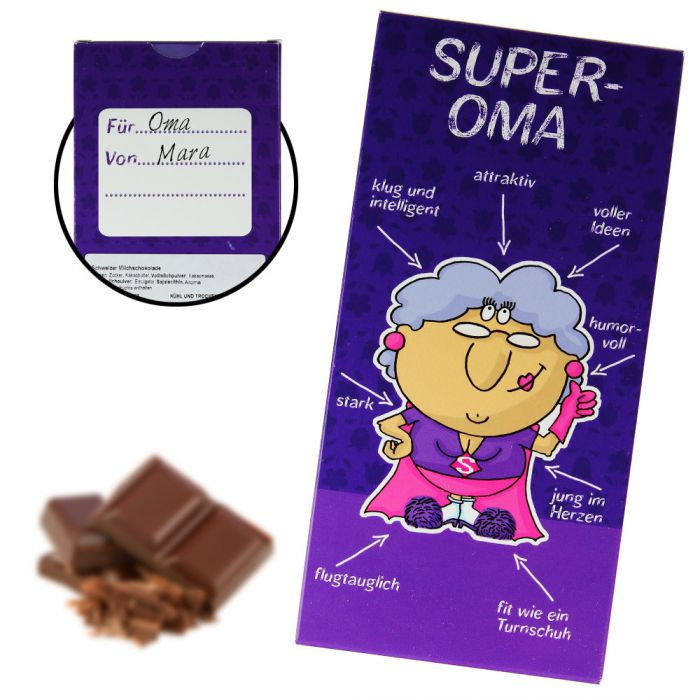 Geburtstagssprüche Für Oma
 Super Oma Schokolade süßes Geschenk für Großmütter