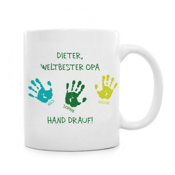 Geburtstagssprüche Für Opa
 Tasse für Opa Hand drauf mit Deinen Wunschnamen