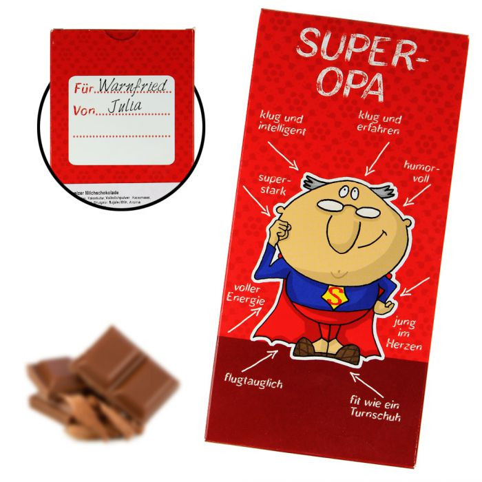Geburtstagssprüche Für Opa
 Super Opa Schokolade schokoladige Kleinigkeit für tolle