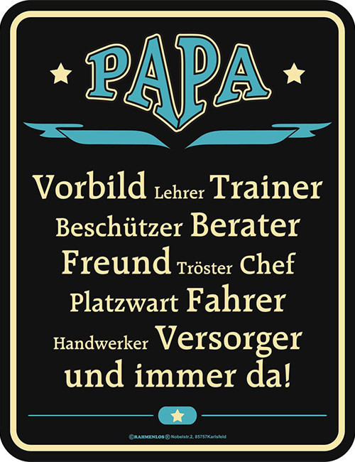 Geburtstagssprüche Papa Von Tochter
 Dekoschild Papa ist schwarz beige blau 17x22cm vater geschenk