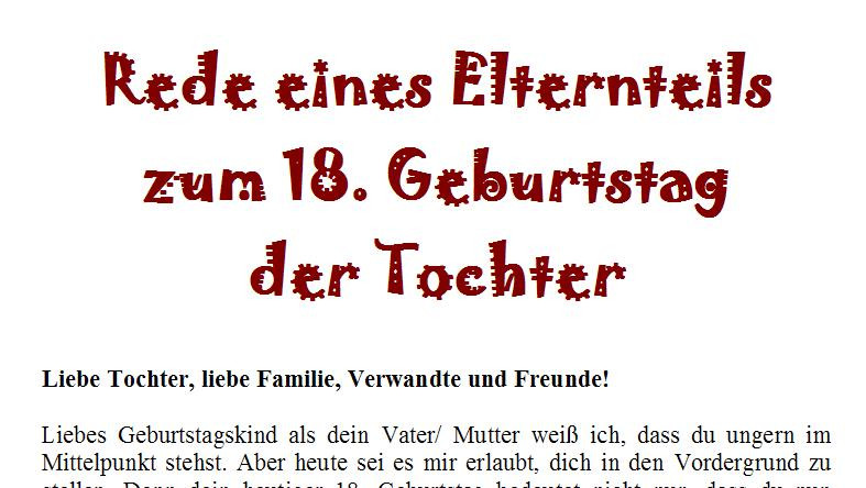 Geburtstagssprüche Sohn
 Rede zum 18 Geburtstag der Tochter