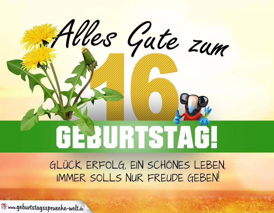 Geburtstagssprüche Welt
 16 Geburtstag Geburtstagskarte ALLES GUTE mit schönem