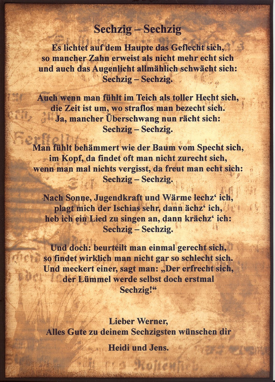 Geburtstagssprüche Zum 60
 Gedicht Zum 60 Geburtstag Meines Vaters