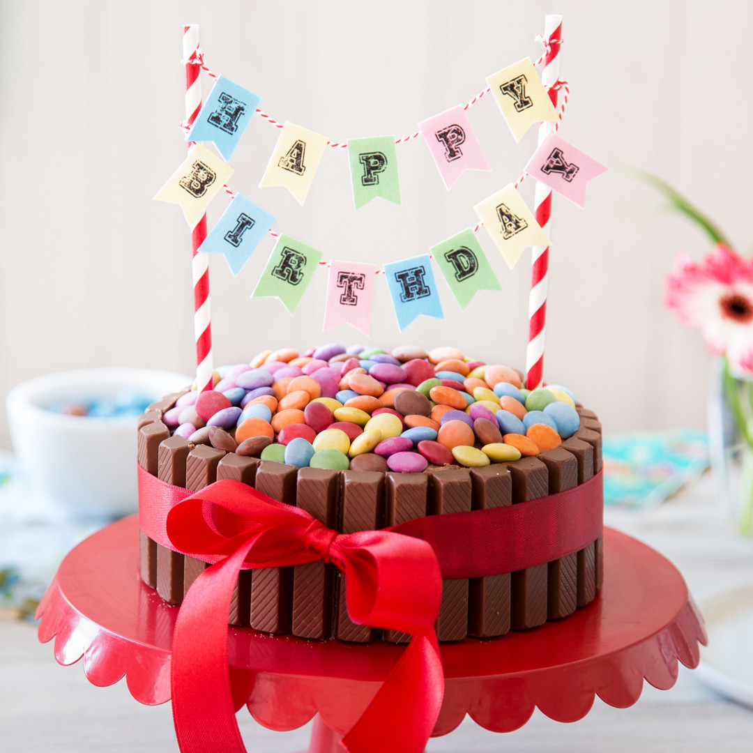 Geburtstagstorte 60 Jahre
 Kinderleicht und kunterbunt KitKat Geburtstagskuchen