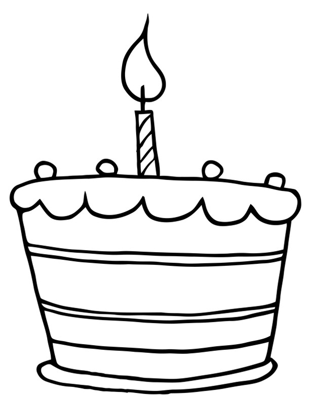 Geburtstagstorte Ausmalbild
 Ausmalbild Geburtstag Geburtstagstorte mit Kerze