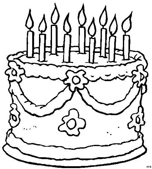 Geburtstagstorte Ausmalbild
 Torte Mit Vielen Kerzen Ausmalbild & Malvorlage Gemischt