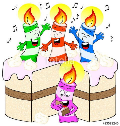 Geburtstagstorte Bilder Comic
 "Cartoon Kerzen singen auf einer Geburtstagstorte