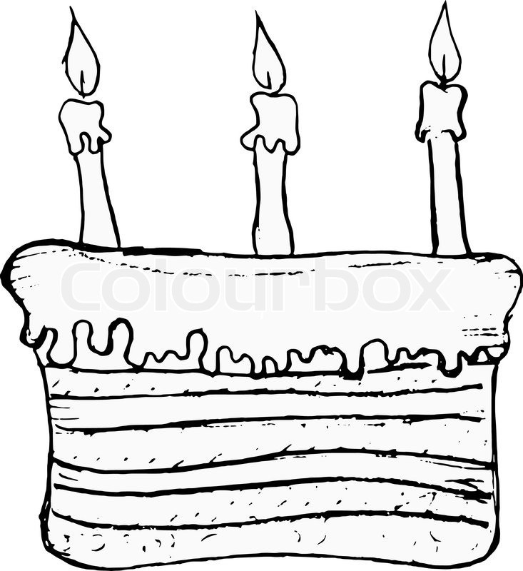 Geburtstagstorte Cartoon
 Hand gezeichnet Vektor ic Bild von Geburtstagstorte